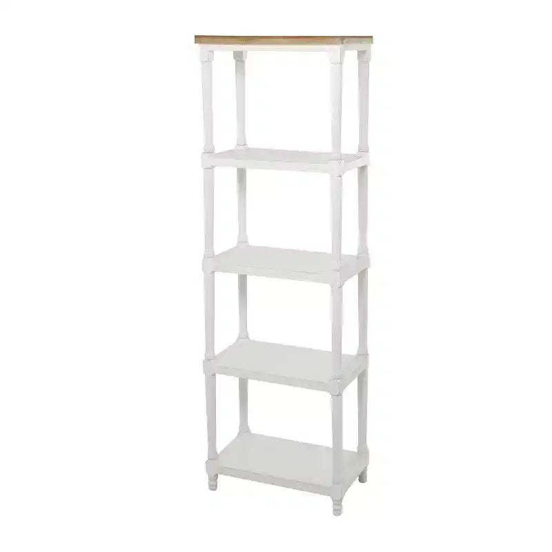 71.5" Farmhouse Wood Shelving Unit White - Olivia & May: 5-Tier Storage, No Assembly Required