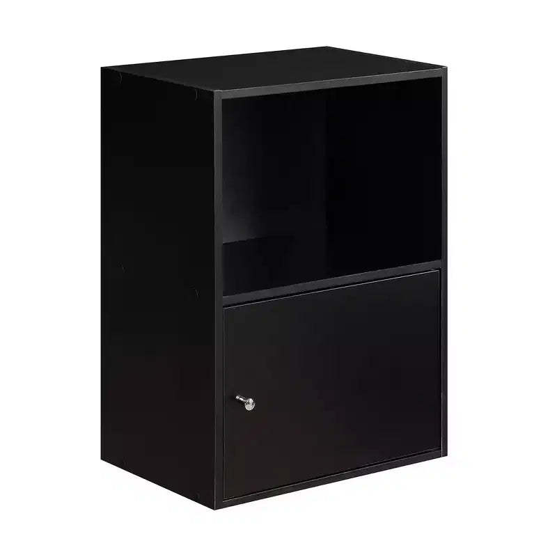 23.5" 1 Door Cabinet Black - Breighton Home: Modern Stackable Shelving with Chrome Knob