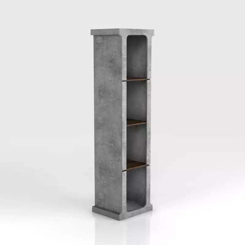 miBasics 75.39" Ossi Industrial Display Tower Cement: 4-Shelf Farmhouse Style, MDF & Particle Board Construction
