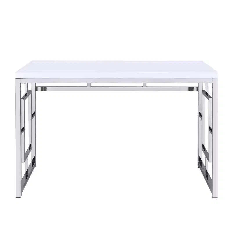 Steve Silver Co. Contemporary Adina Desk White: Modern Laminated Surface, Metal Frame, No Storage
