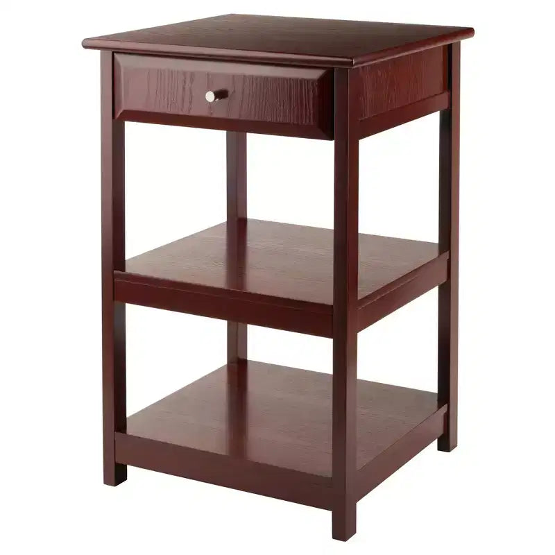 Winsome 30.71" Delta Printer Stand Walnut: Mid-Century Modern Office Cabinets, 2 Shelves & Spot Clean