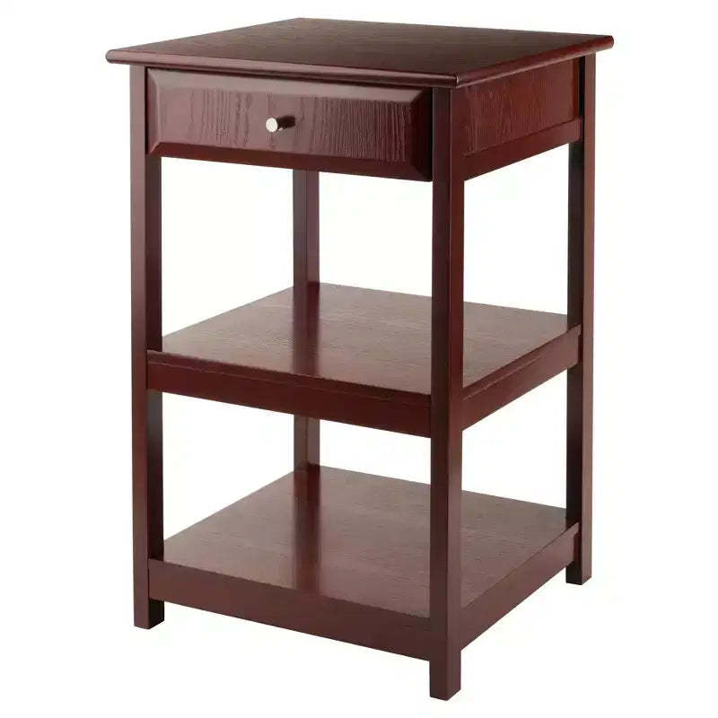 Winsome 30.71" Delta Printer Stand Walnut: Mid-Century Modern Office Cabinets, 2 Shelves & Spot Clean