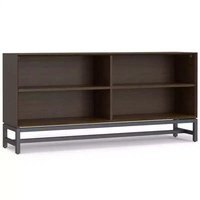 WyndenHall 30" Devlin Low Wide Bookcase Walnut Brown
