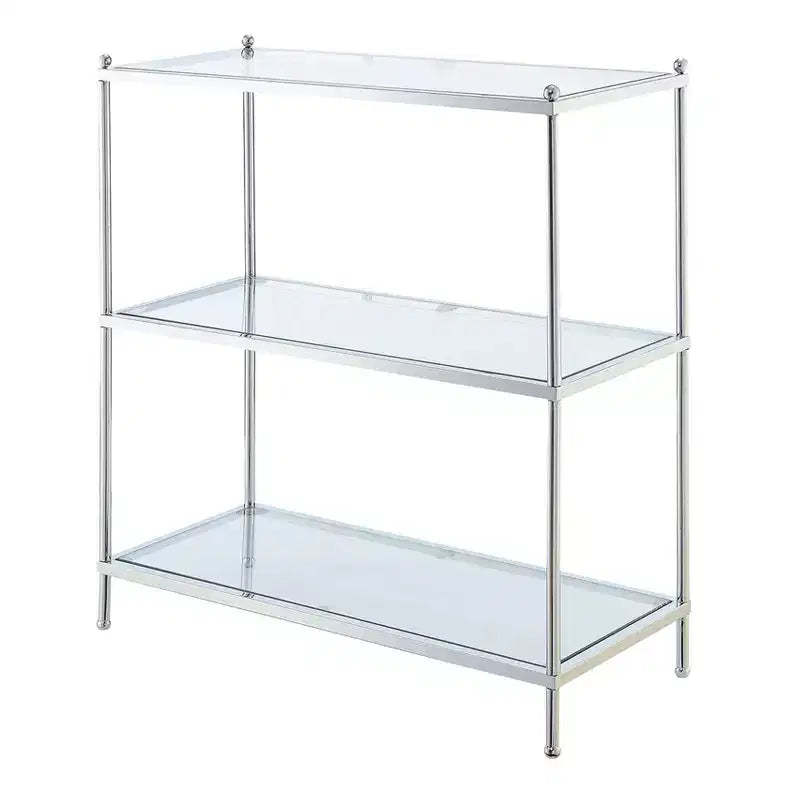 30.25" Royal Crest 3 Tier Bookcase Chrome - Breighton Home