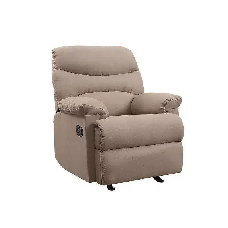 35" Arcadia Active Sitting Chair Light Brown Microfiber: Recliner, Easy Reach Handle - Acme Furniture
