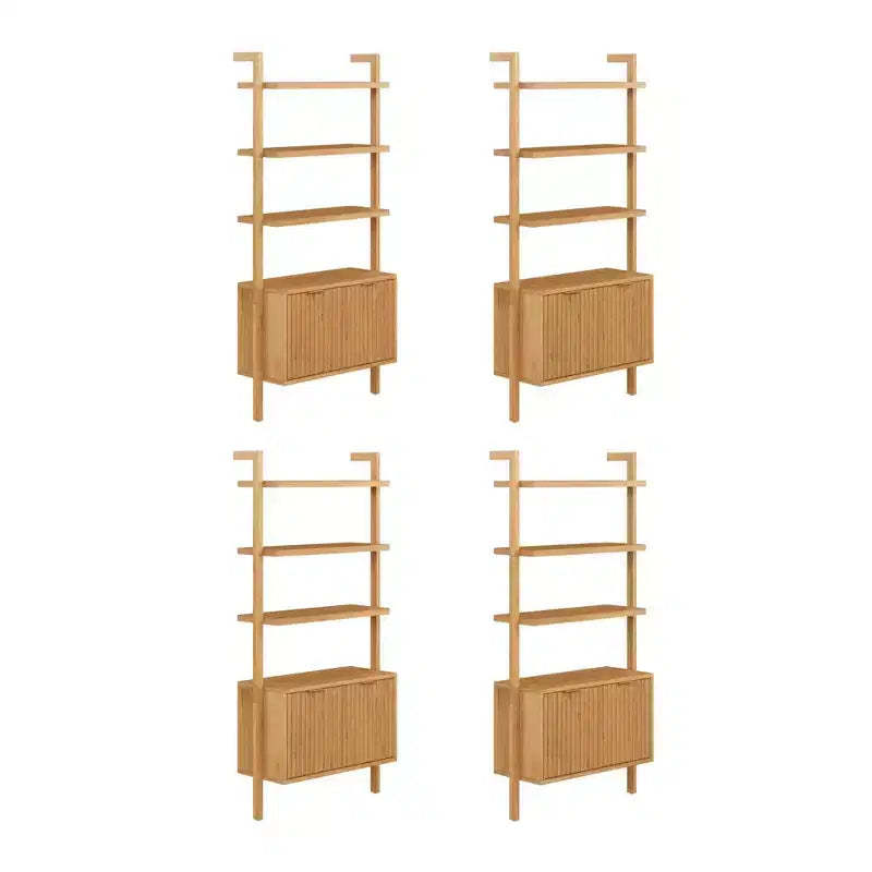 Nathan James 71.9" Set of 4 Jasper Wood Fluted Bookshelf Light Brown