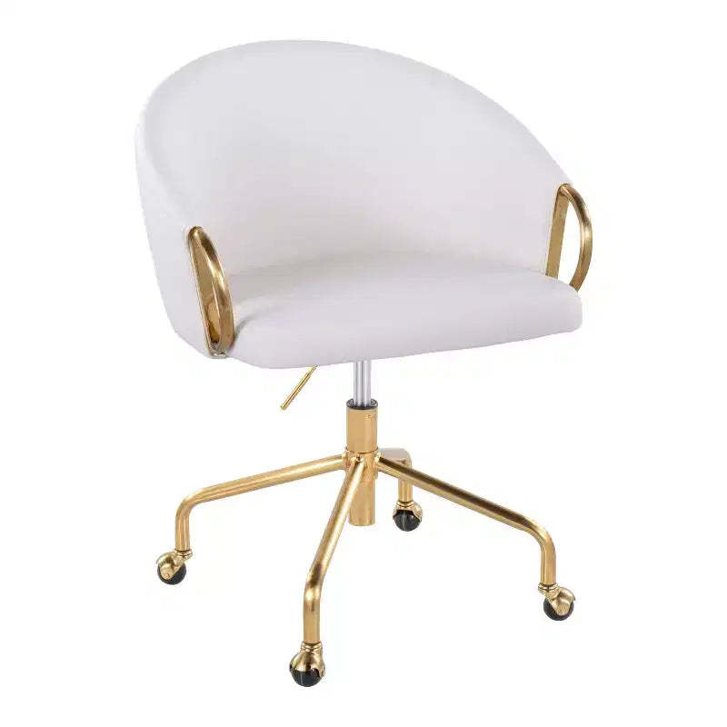 LumiSource Claire Task Chair Gold/White PU