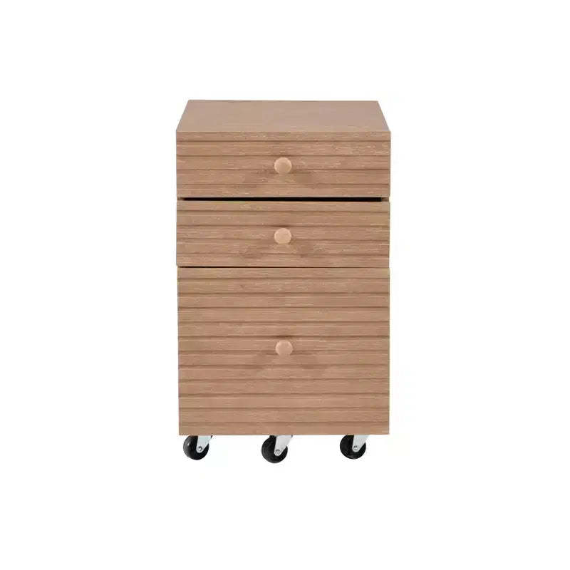 Wedeln 3 Drawer Rolling File Cabinet Natural Finish Wood - Powell: Mobile Storage with Locking Casters