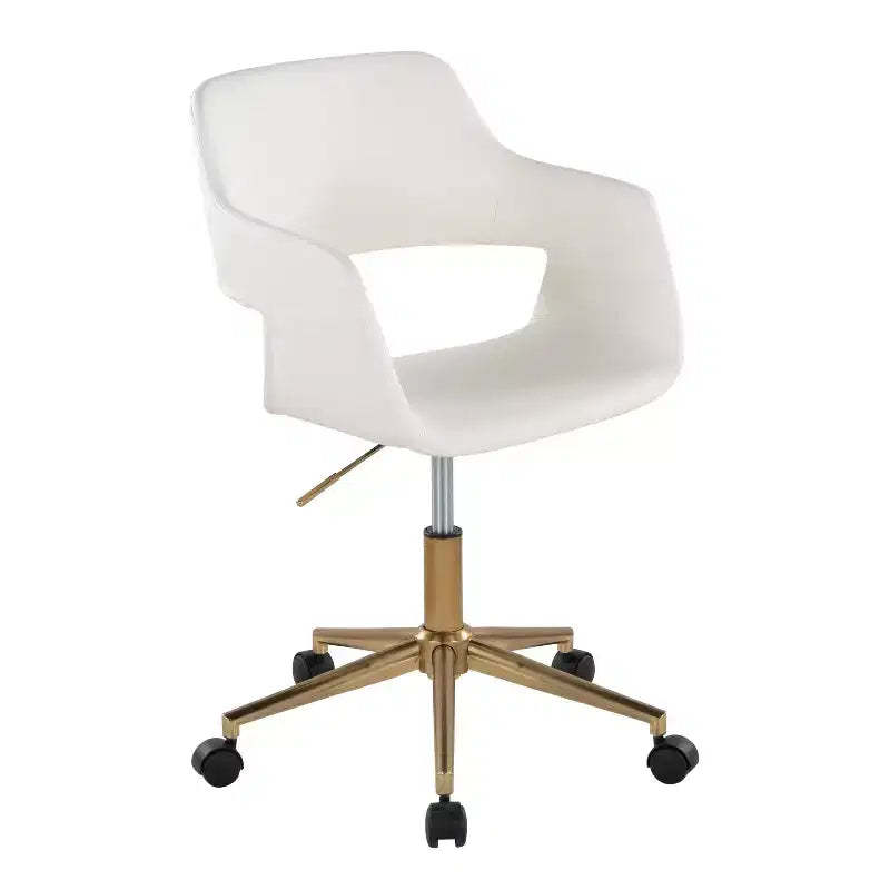 LumiSource Margarite Task Chair Gold/White PU