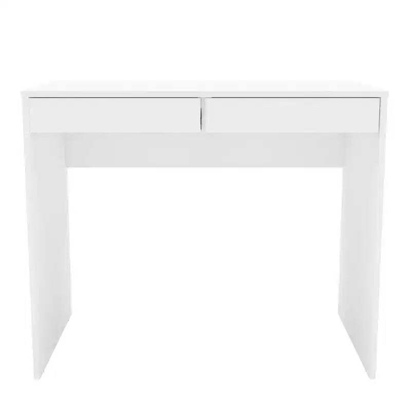 Tijuca 2 Drawer Compact Student Desk White - Polifurniture: Modern Style, Space-Saving Design, Adult Assembly