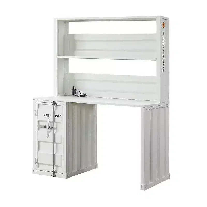 47" Cargo Desk White - Acme Furniture: L-Shaped Metal Frame, No Assembly, All Purpose Drawer