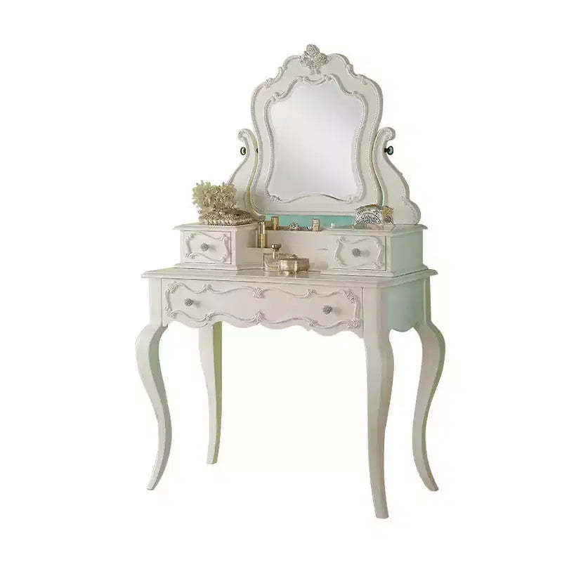 Edalene 39" Vanity Tables Pearl White - Acme Furniture: Girls Room Workstation with Mirror & Storage Shelf