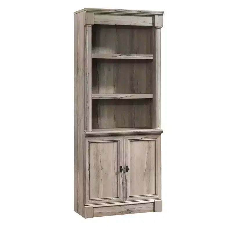 72" Palladia Library with Doors Split Oak - Sauder: Adjustable Storage, Enclosed Back Panel