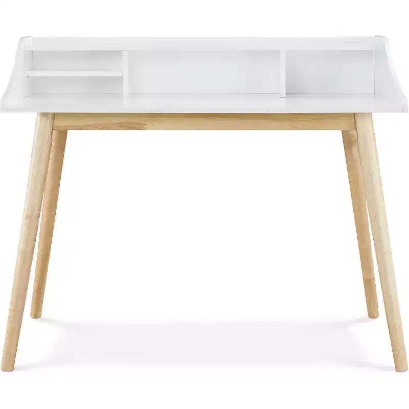 Alton Writing Desk White - Adore Decor: Mid-Century Modern, Open Storage, Rubberwood Legs