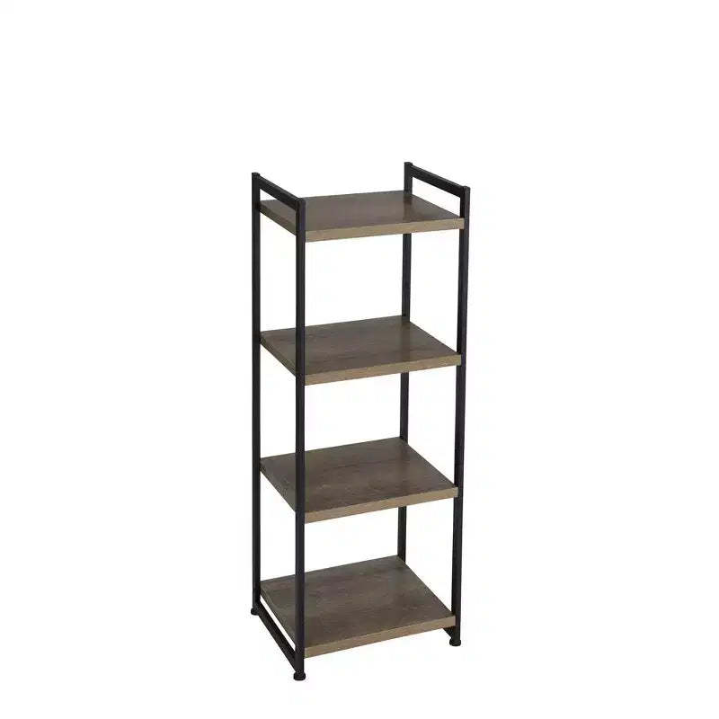 Household Essentials 47.2" Jamestown Narrow 4 Shelf Bookshelf Black: Metal Frame, Adult Assembly Required