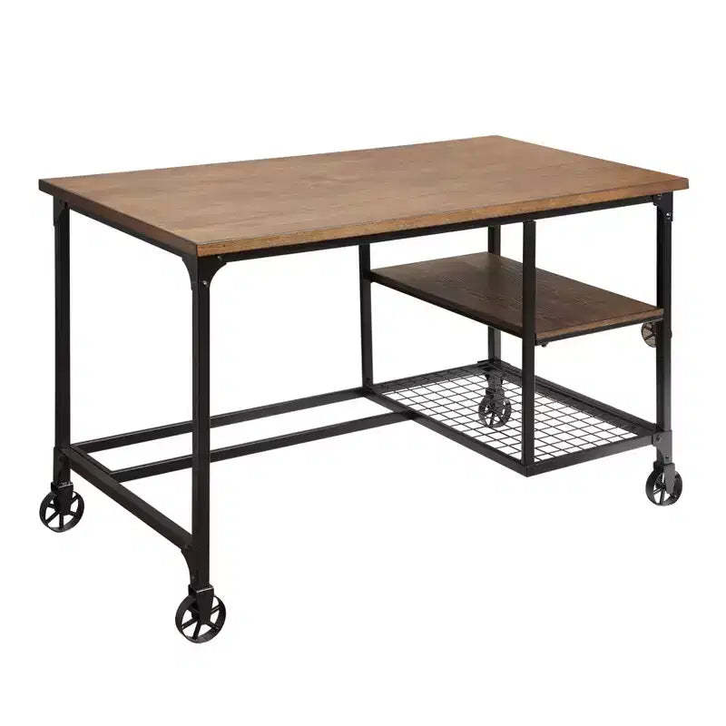48" Reicher Industrial Computer Desk Antique Black - miBasics: Mobile Workstation with Open Shelf