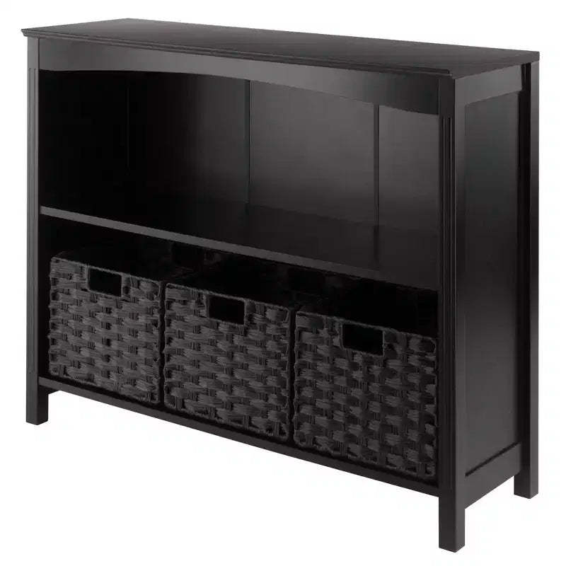 30" 4pc Terrace Storage Shelf with 3 Small Baskets Espresso/Chocolate - Winsome: Home Office Display
