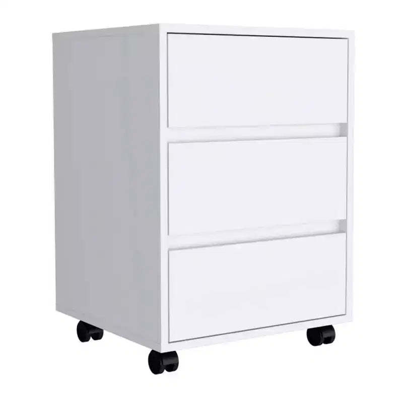 Nantong File Cabinet White - Boahaus: Modern Office Drawers, 3-Drawer Storage, Wood Laminate, Painted Finish