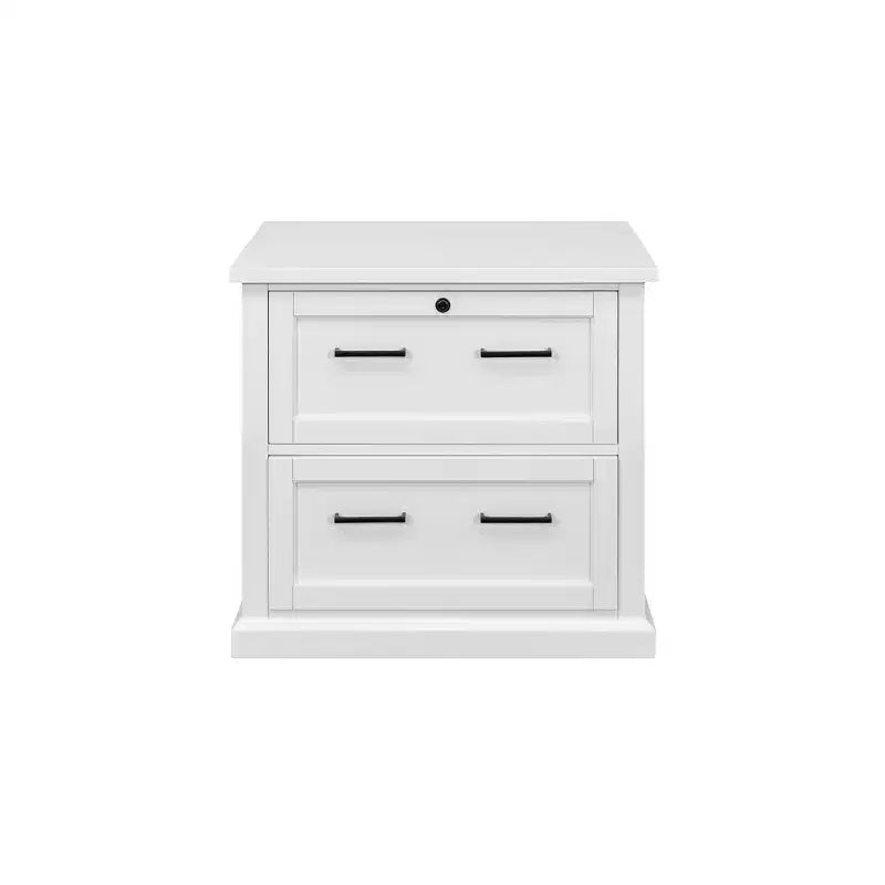 Modern Wood Lateral File Office Drawer White - Abby Collection - Martin Furniture: Shaker Doors, Bead Board Panels, Built-in Power Centers
