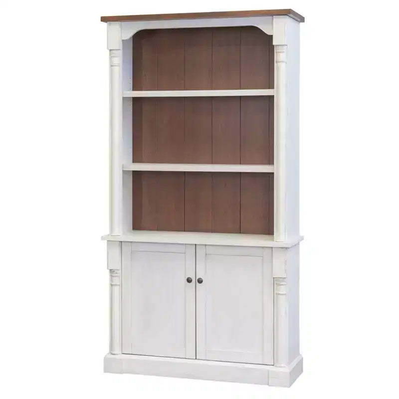78" Durham 3 Shelf Bookcase with Lower Doors White - Martin Furniture: Cottage Style, Metal Hardware