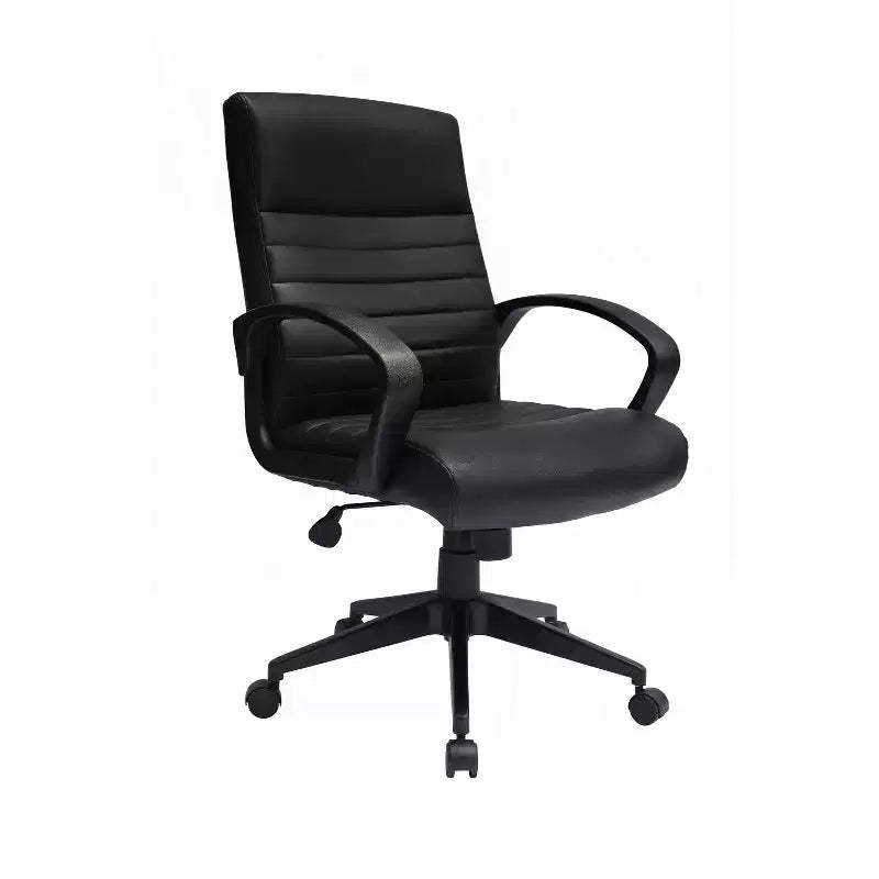 Boss Office Products Ribbed Back Task Chair Black : Ergonomic with Lumbar Support, Adjustable Height & Fixed Arms