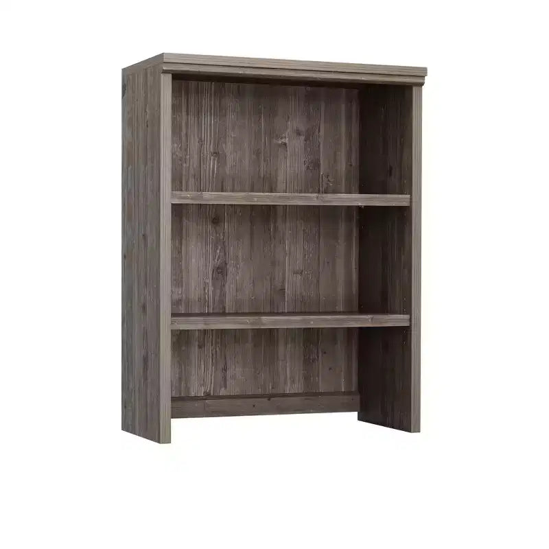 Sauder Aspen Post Hutch Top Pebble Pine: Modern Farmhouse Office Cabinet, MDF Frame, 2 Fixed Shelves, 25 lb Capacity