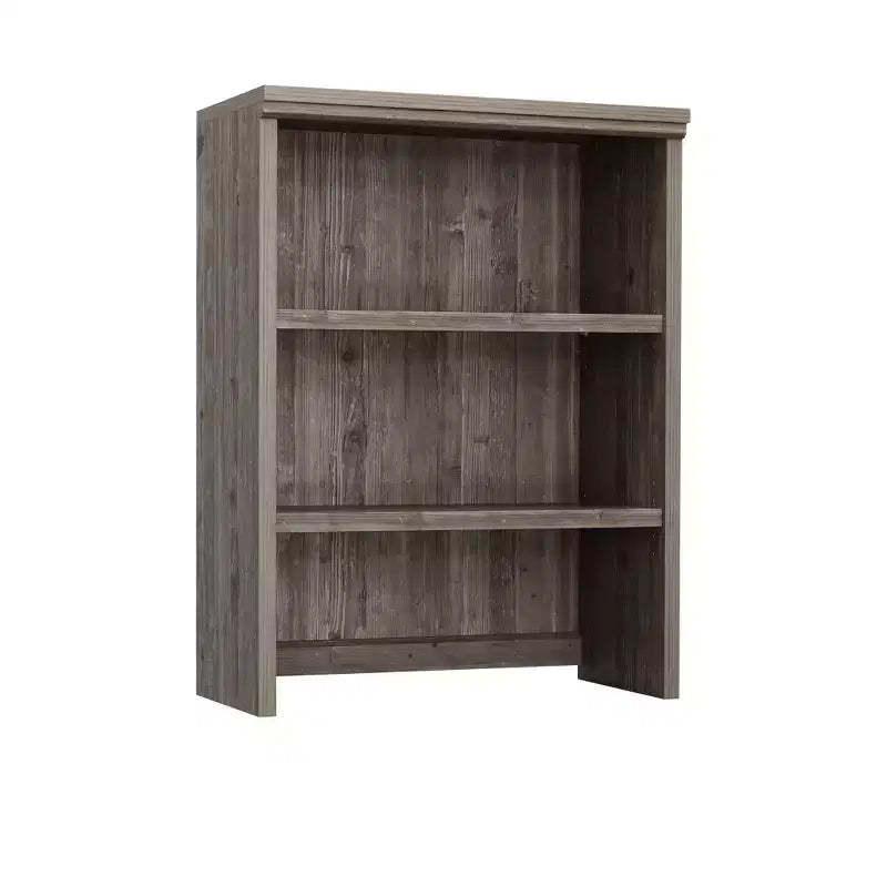 Sauder Aspen Post Hutch Top Pebble Pine: Modern Farmhouse Office Cabinet, MDF Frame, 2 Fixed Shelves, 25 lb Capacity