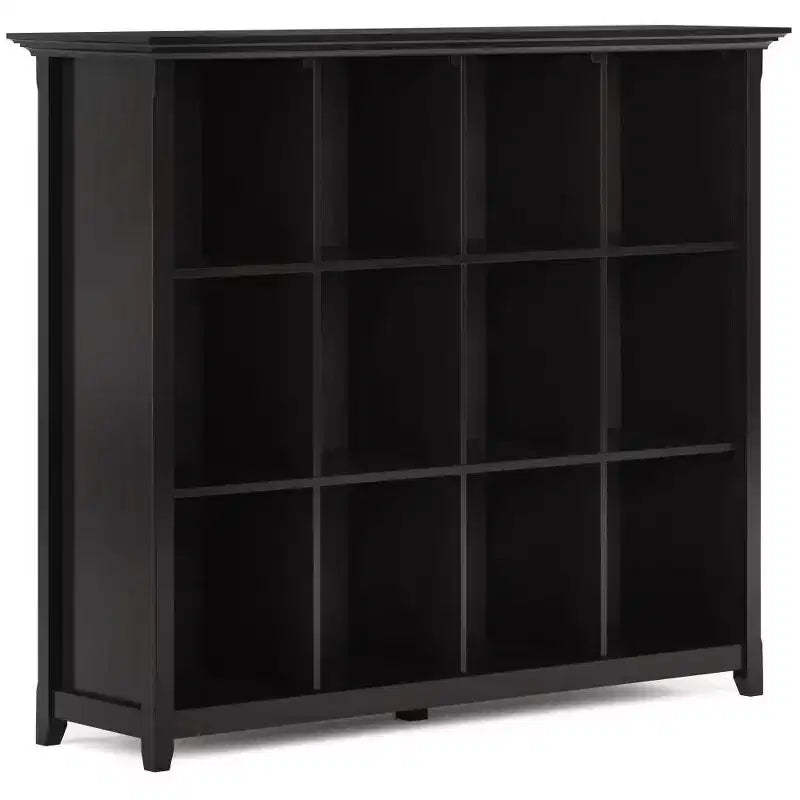 WyndenHall 48" Halifax 12 Cube Storage Bookcase Hickory Brown: Transitional Style, Pine & Plywood Frame, Fixed Shelves