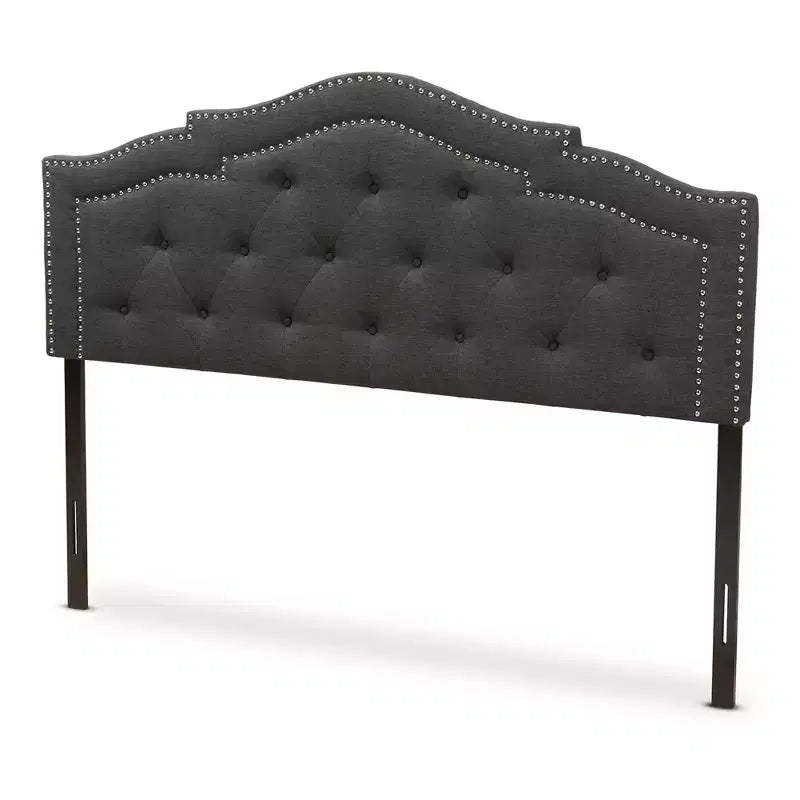 Queen Edith Modern And Contemporary Fabric Headboard Dark Gray - Baxton Studio: Nailhead Trim, Adjustable Height