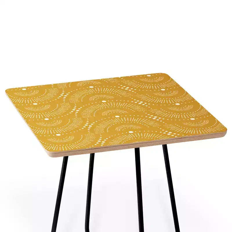 Heather Dutton Rise and Shine Side Table Yellow/Black - Deny Designs: Baltic Birch, Steel Legs, Artist-Designed