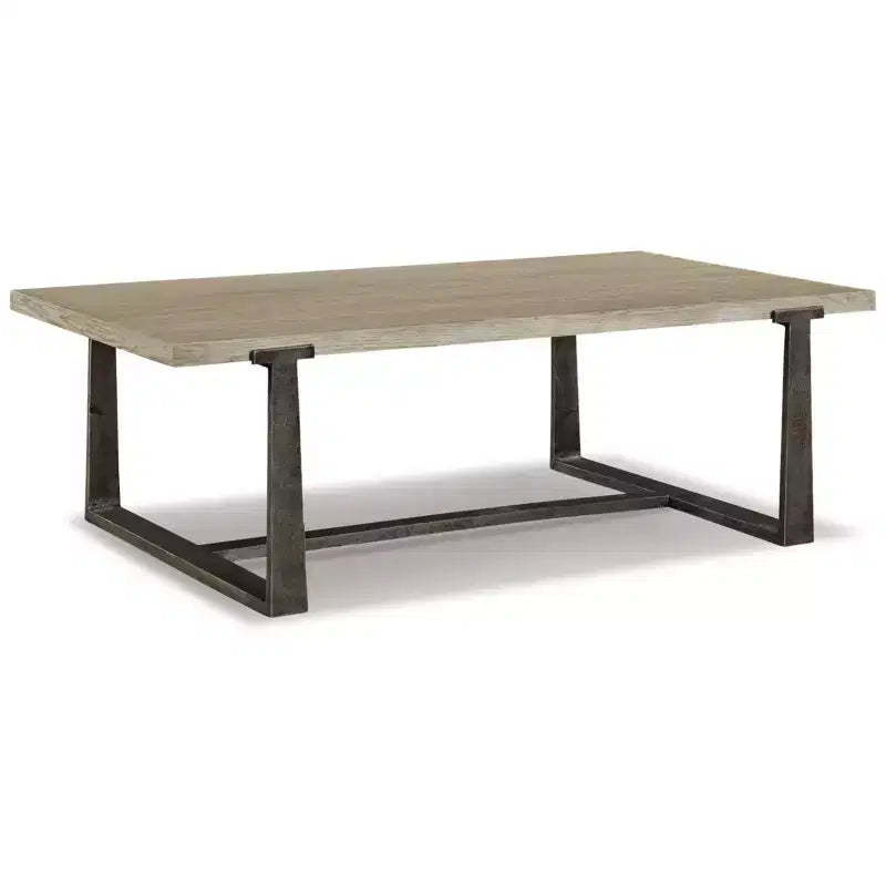 Dalenville Coffee Table Metallic Black/Gray/Brown/Beige - Signature Design by Ashley: Trestle Base, Antiqued Finish