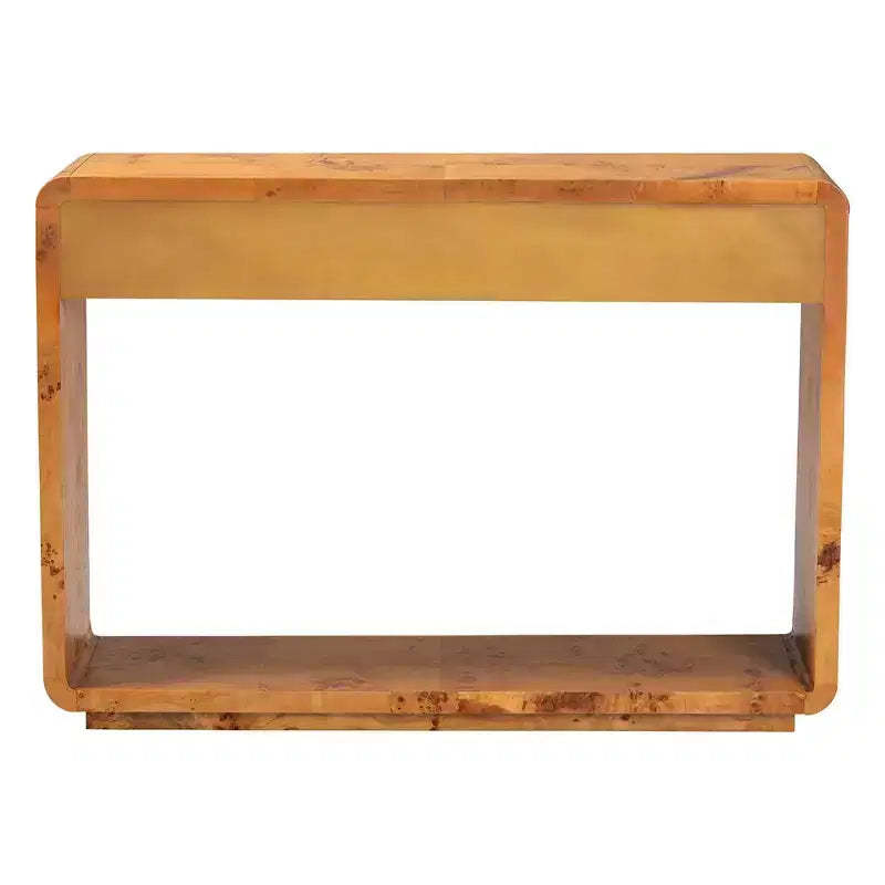 bali & pari Netra Real Burl Wood Console Table Light Mappa Burl