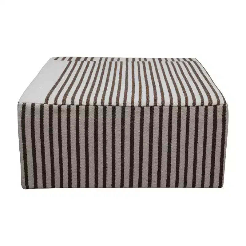 Storied Home Kilim Coffee Table Cream & Brown: Square No Assembly MDF 4 Point/Leg
