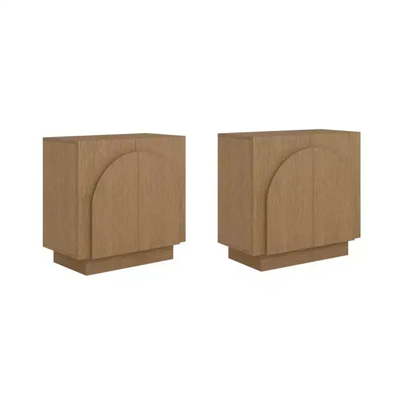Nathan James Set of 2 Iris Wood Arched Console Table with Doors Brown