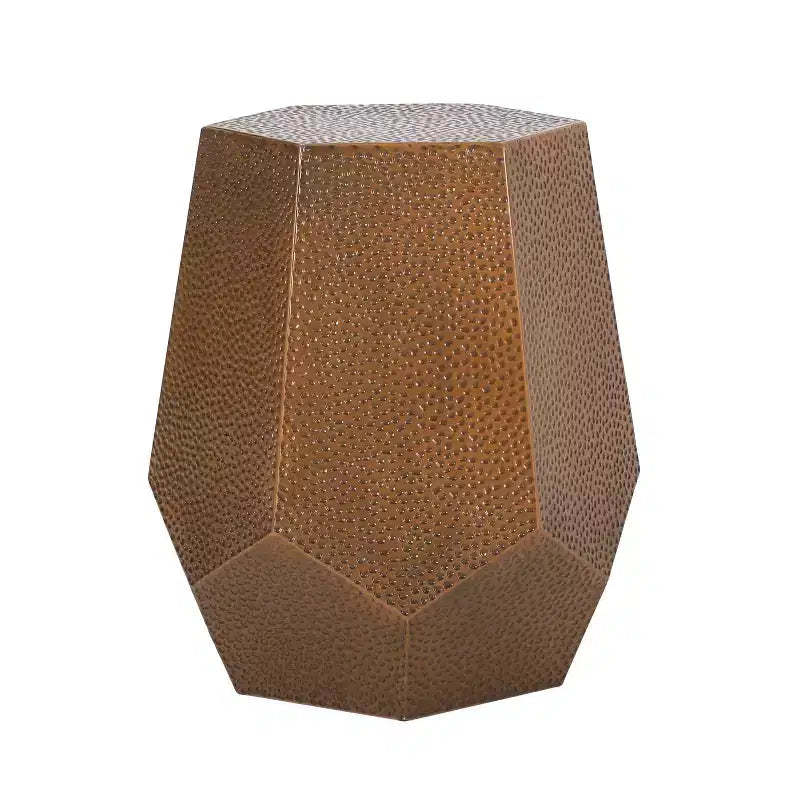 Pamsha Modern Hammered Iron Geometric Brushed Antique Side Table Bronze - Christopher Knight Home: No Assembly, Stain & Scratch Resistant