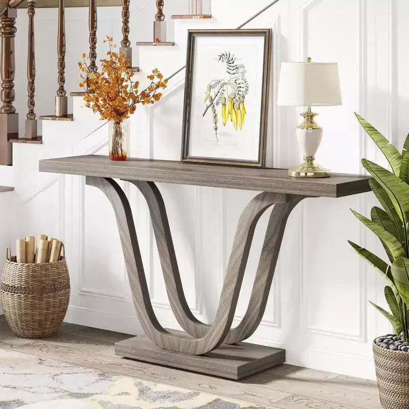 LITTLE TREE 55" Farmhouse Console Table Light Gray