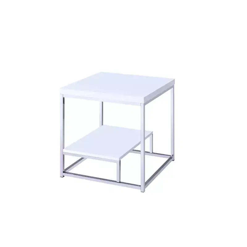 Lucia End Table White/Chrome - Steve Silver Co.