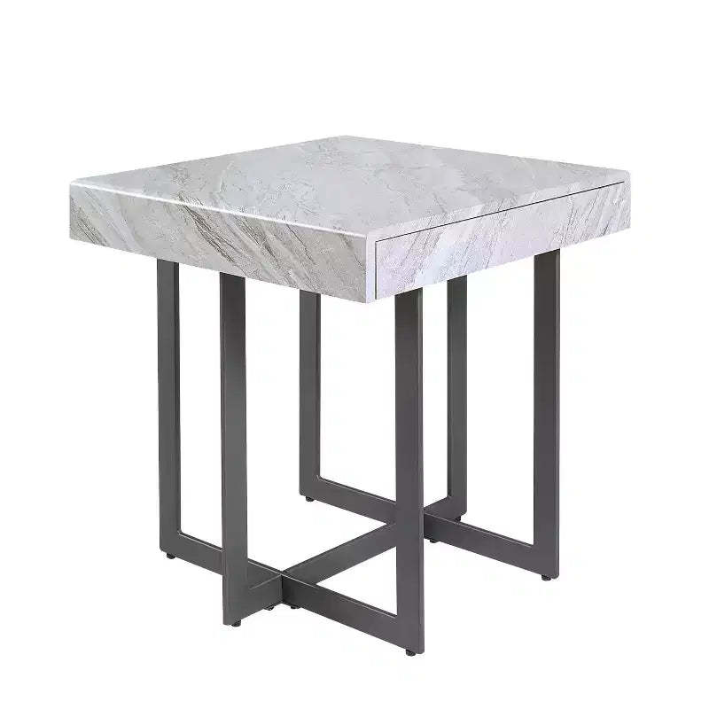 Rohde Contemporary 1 Drawer End Table Gray/Gum Metal - miBasics