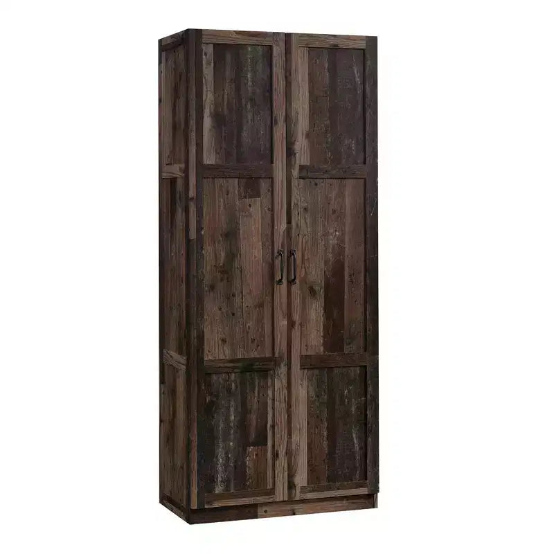 Storage Cabinet Reclaimed Pine - Sauder: Tall 2-Door Organizer, Adjustable Shelves, Farmhouse Style