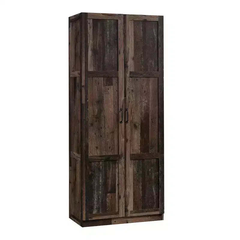Storage Cabinet Reclaimed Pine - Sauder: Tall 2-Door Organizer, Adjustable Shelves, Farmhouse Style