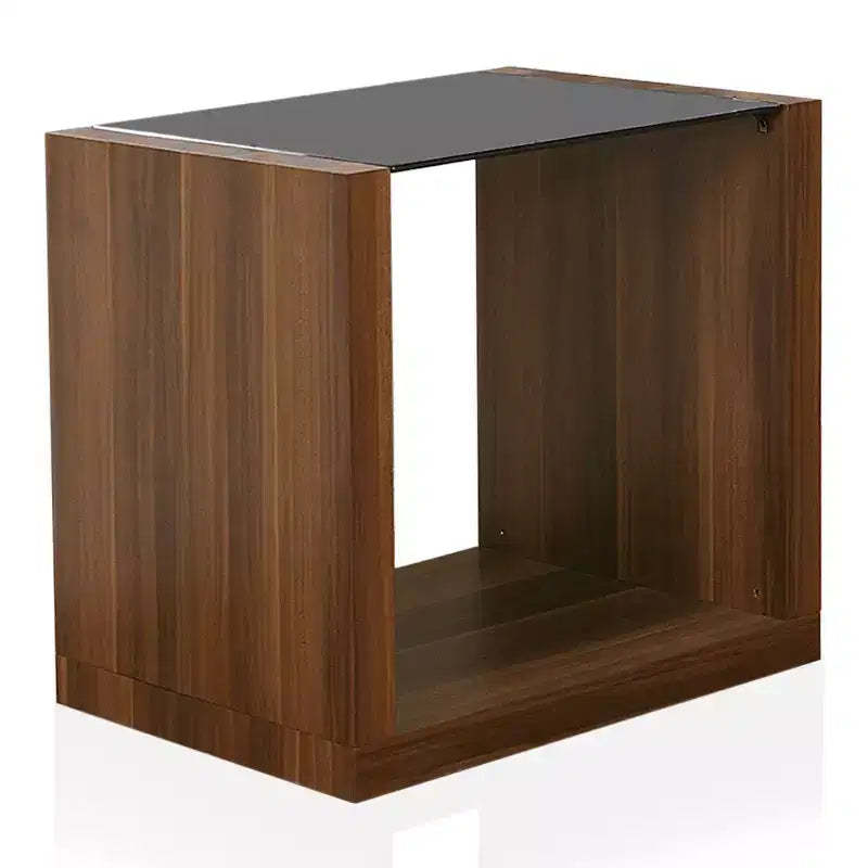 Glena Tempered Glass Insert End Table Dark Walnut - miBasics
