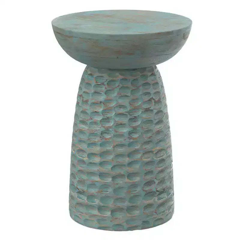 Willis Wooden Accent Table Teal Wash - WyndenHall: Mid-Century Modern, Mango Wood, Scratch-Resistant