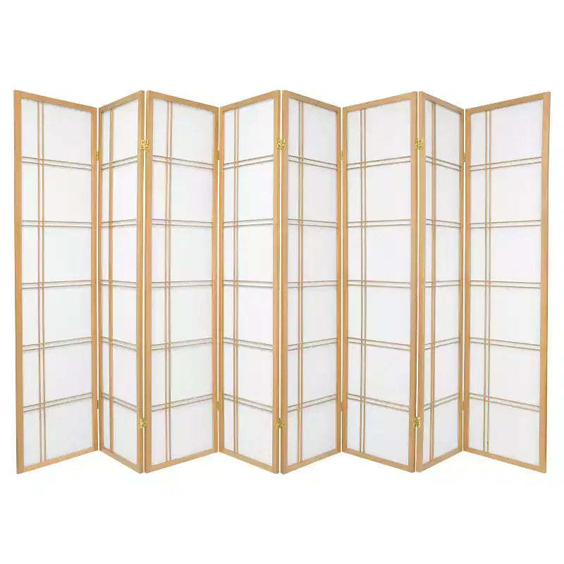 6 ft. Tall Double Cross Shoji Screen - Natural (8 Panels)