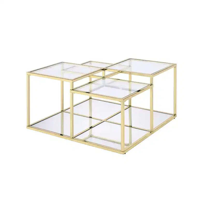 34" Uchenna Coffee Table Clear Glass/Gold Finish - Acme Furniture
