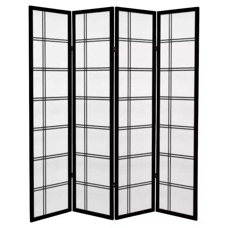 6 ft. Tall Canvas Double Cross Room Divider - Black (4 Panels)