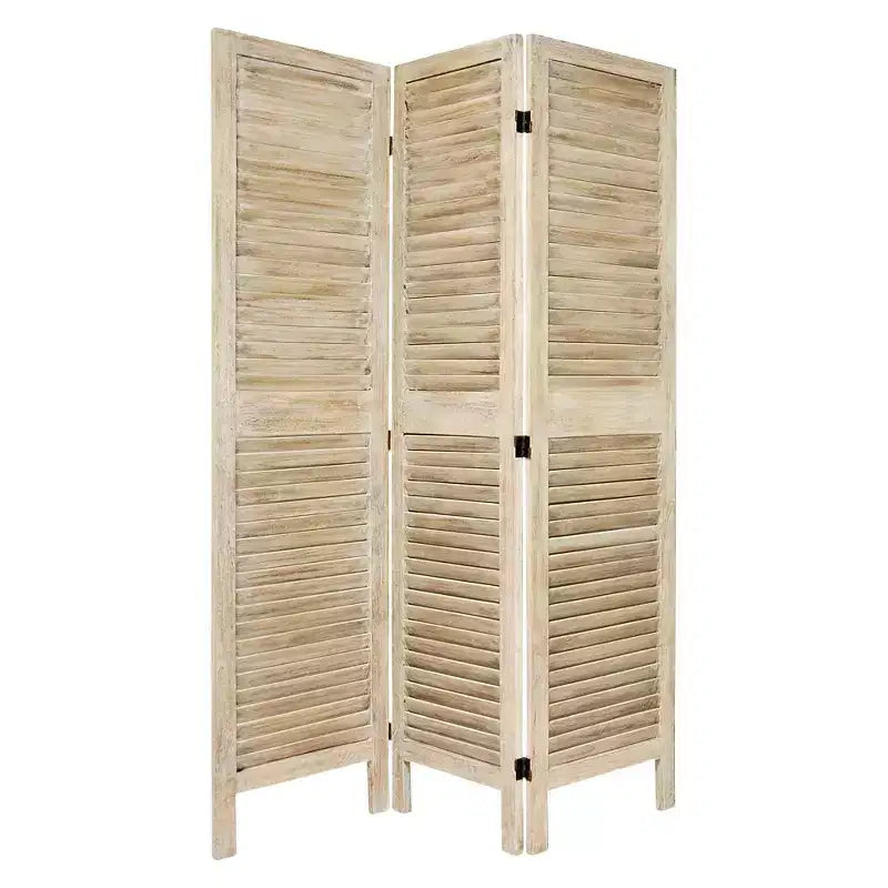 5 1/2ft 3 Panel Tall Classic Venetian Room Divider White - Oriental Furniture: Hardwood, No Assembly Required