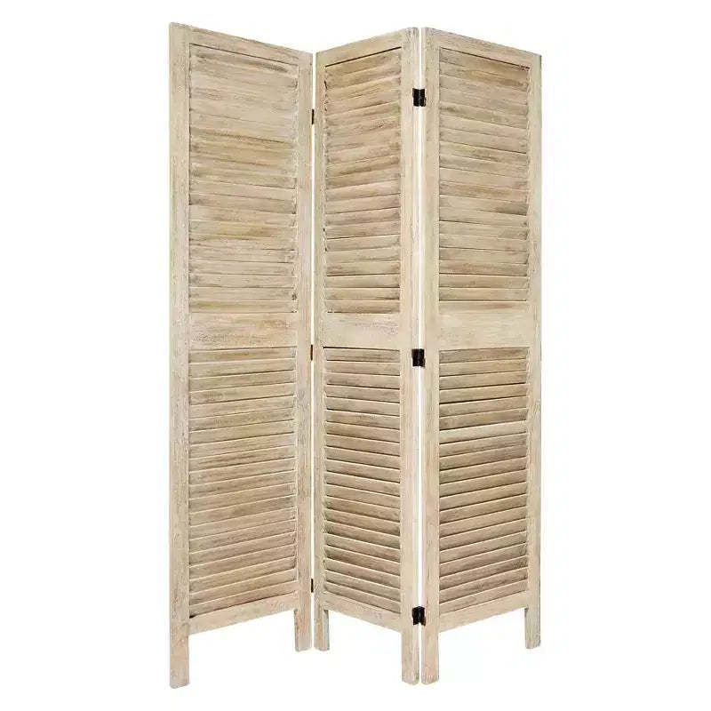 5 1/2ft 3 Panel Tall Classic Venetian Room Divider White - Oriental Furniture: Hardwood, No Assembly Required