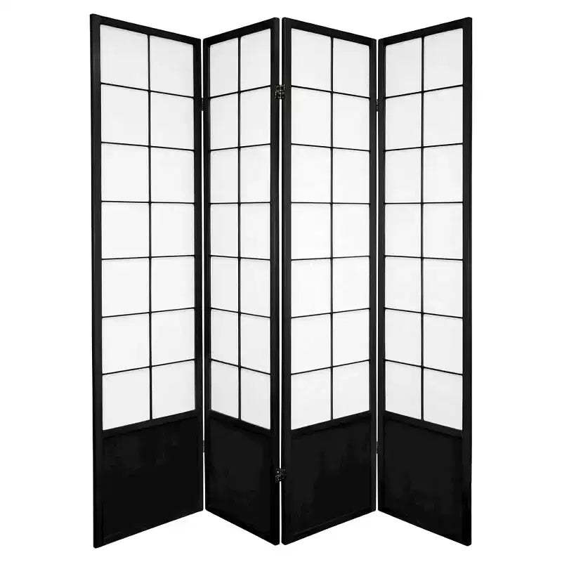 6 ft. Tall Zen Shoji Screen - Black (4 Panels)