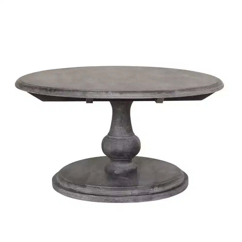 East at Main 37" Round Coffee Table Black: Distressed Mango Wood, Pedestal Base, 200 lb Capacity, Contemporary Style