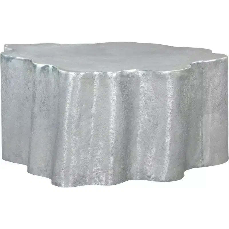 Forest Grove Coffee Table Aluminum Antique Silver - ZM Home: Modern Bohemian Irregular Pedestal, Living Room Decor